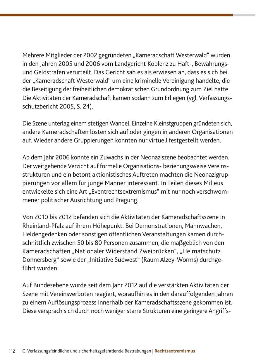Seite 112 des Verfassungsschutzbericht 2024 Rheinland-Pfalz