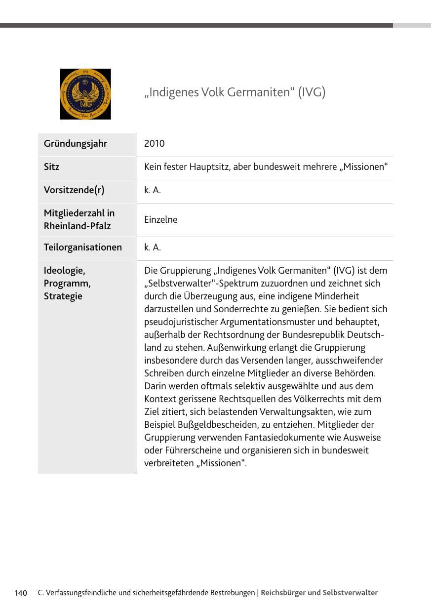 Seite 140 des Verfassungsschutzbericht 2024 Rheinland-Pfalz