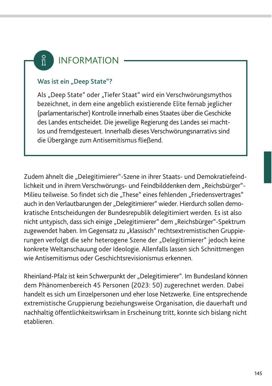 Seite 145 des Verfassungsschutzbericht 2024 Rheinland-Pfalz