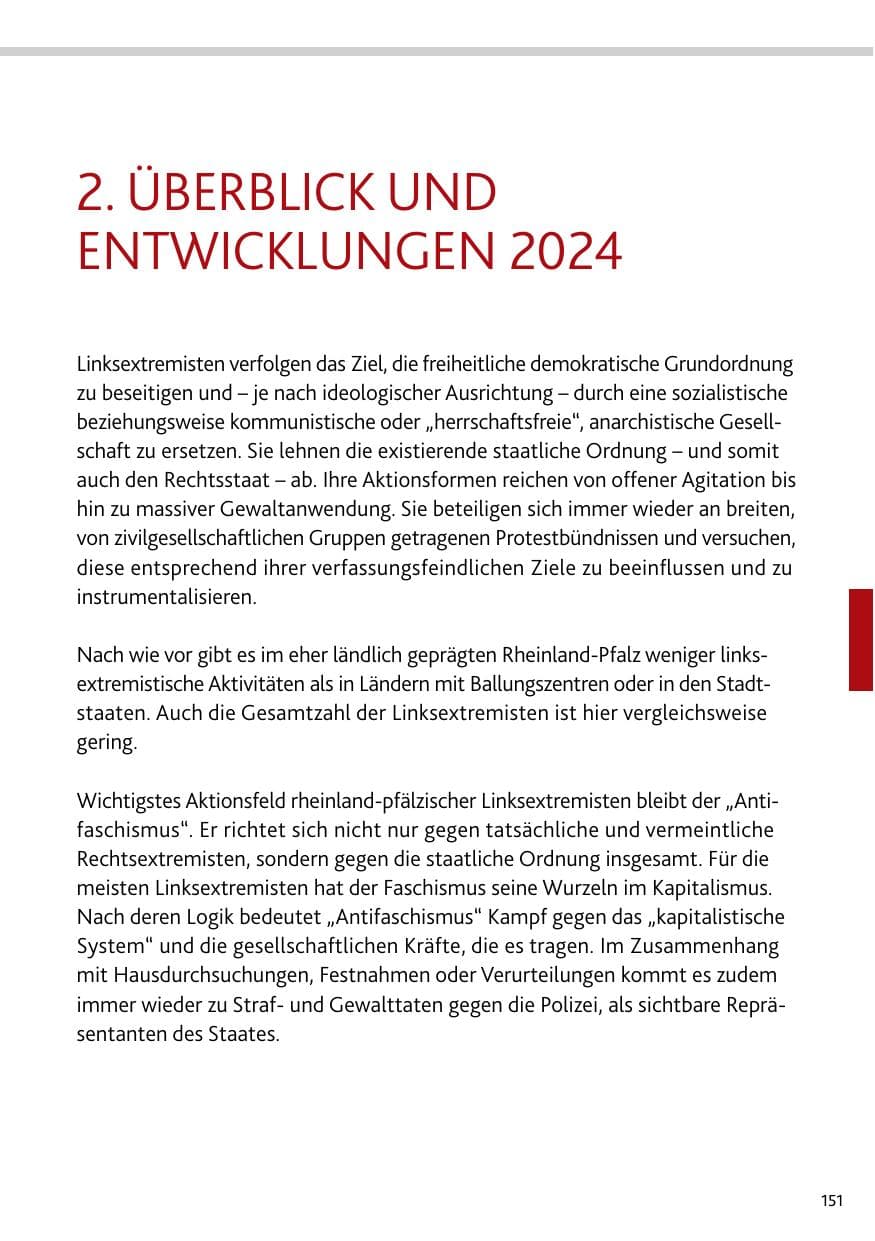 Seite 151 des Verfassungsschutzbericht 2024 Rheinland-Pfalz
