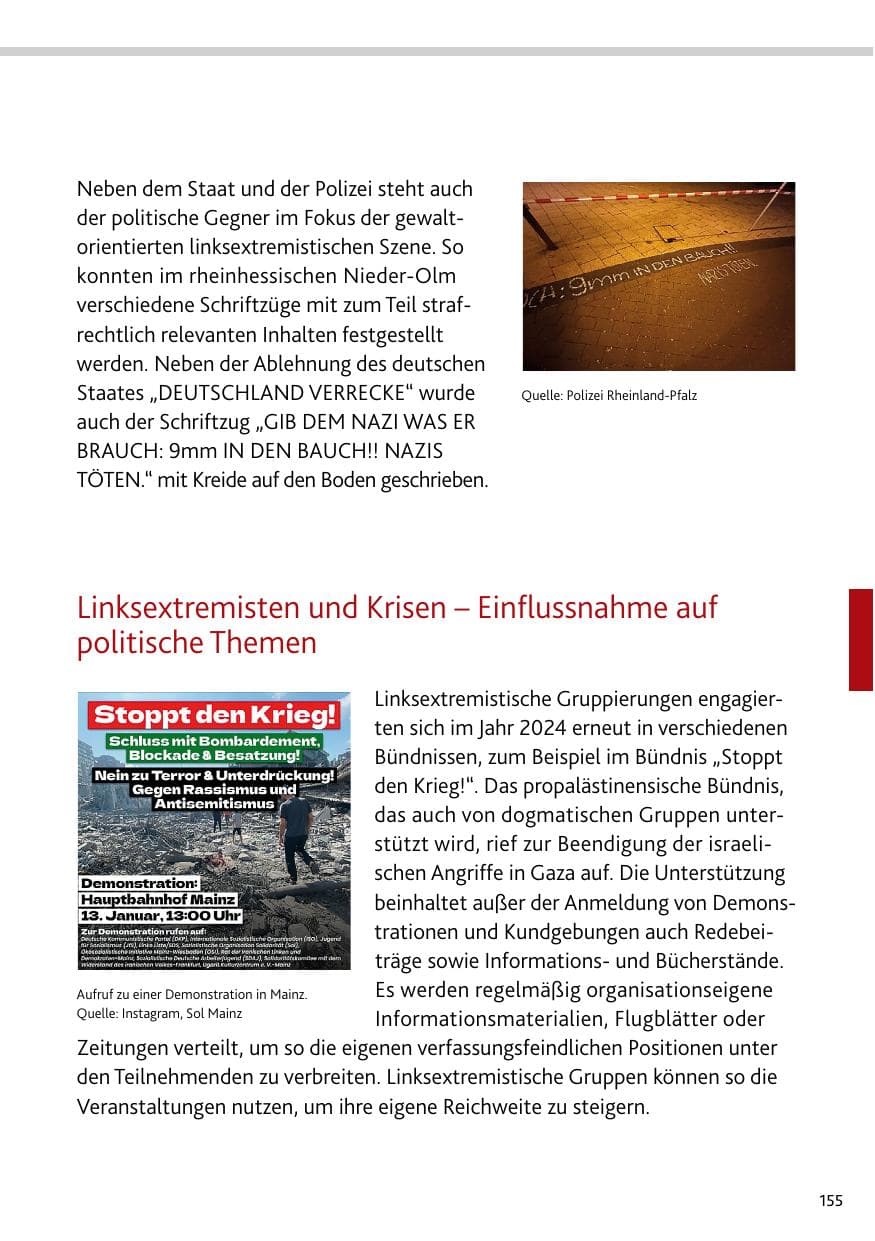 Seite 155 des Verfassungsschutzbericht 2024 Rheinland-Pfalz