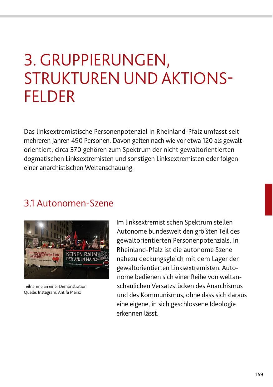 Seite 159 des Verfassungsschutzbericht 2024 Rheinland-Pfalz