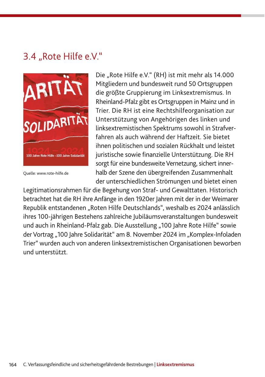 Seite 164 des Verfassungsschutzbericht 2024 Rheinland-Pfalz