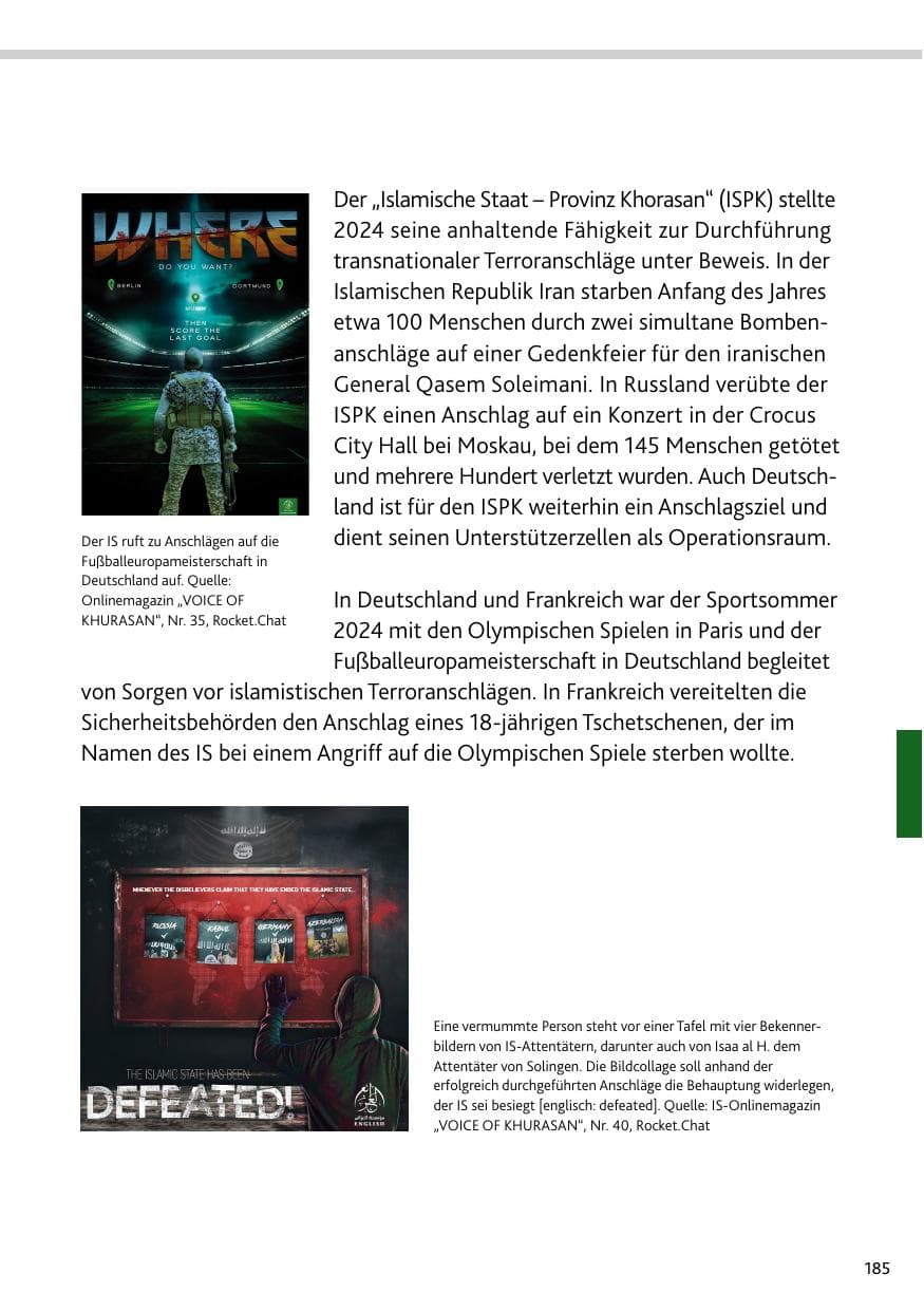 Seite 185 des Verfassungsschutzbericht 2024 Rheinland-Pfalz