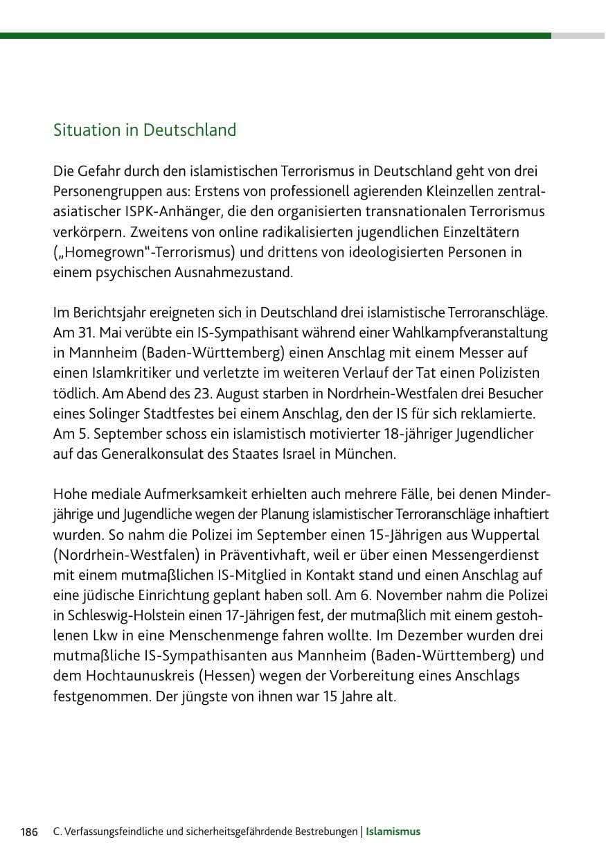 Seite 186 des Verfassungsschutzbericht 2024 Rheinland-Pfalz