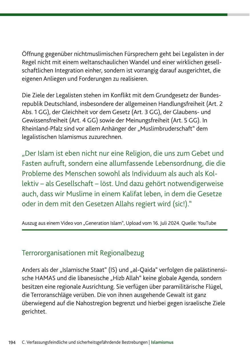 Seite 194 des Verfassungsschutzbericht 2024 Rheinland-Pfalz