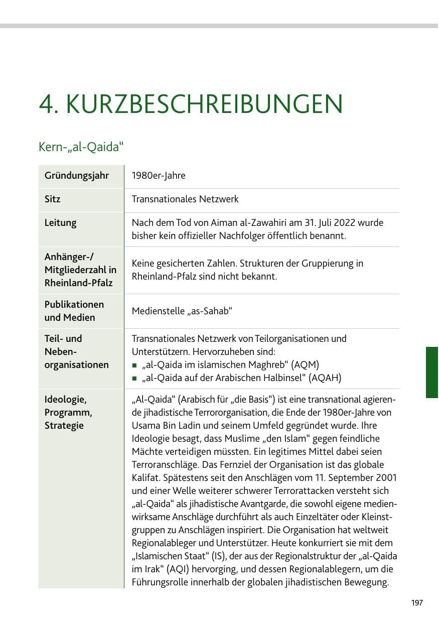 Seite 197 des Verfassungsschutzbericht 2024 Rheinland-Pfalz
