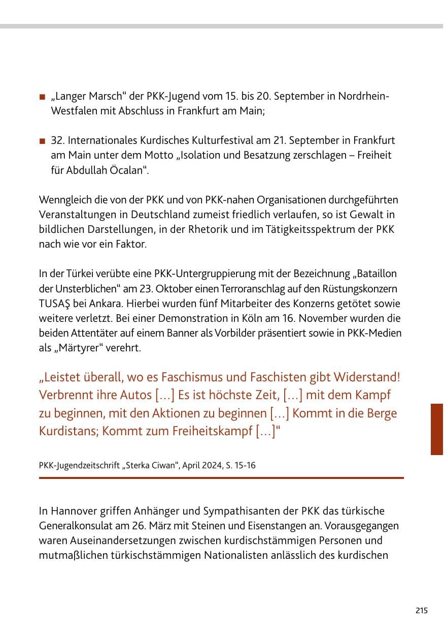 Seite 215 des Verfassungsschutzbericht 2024 Rheinland-Pfalz