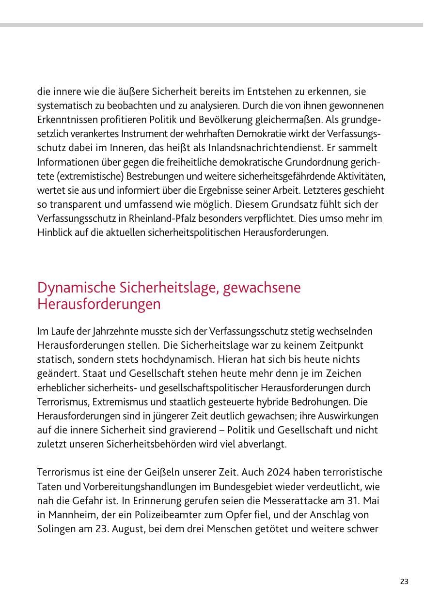 Seite 23 des Verfassungsschutzbericht 2024 Rheinland-Pfalz