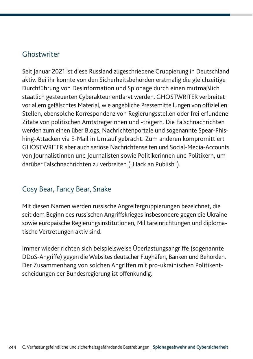 Seite 244 des Verfassungsschutzbericht 2024 Rheinland-Pfalz
