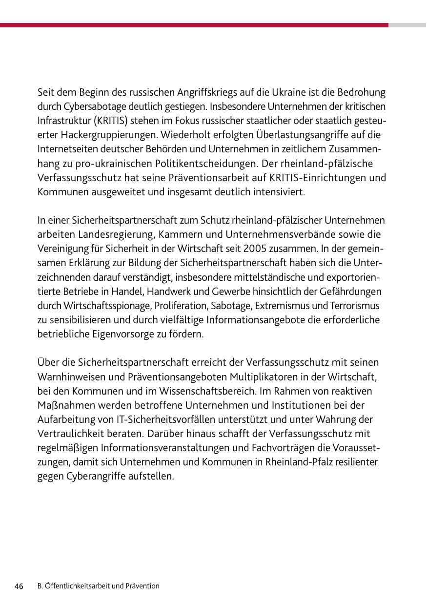 Seite 46 des Verfassungsschutzbericht 2024 Rheinland-Pfalz