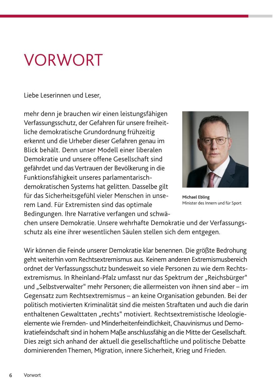 Seite 6 des Verfassungsschutzbericht 2024 Rheinland-Pfalz