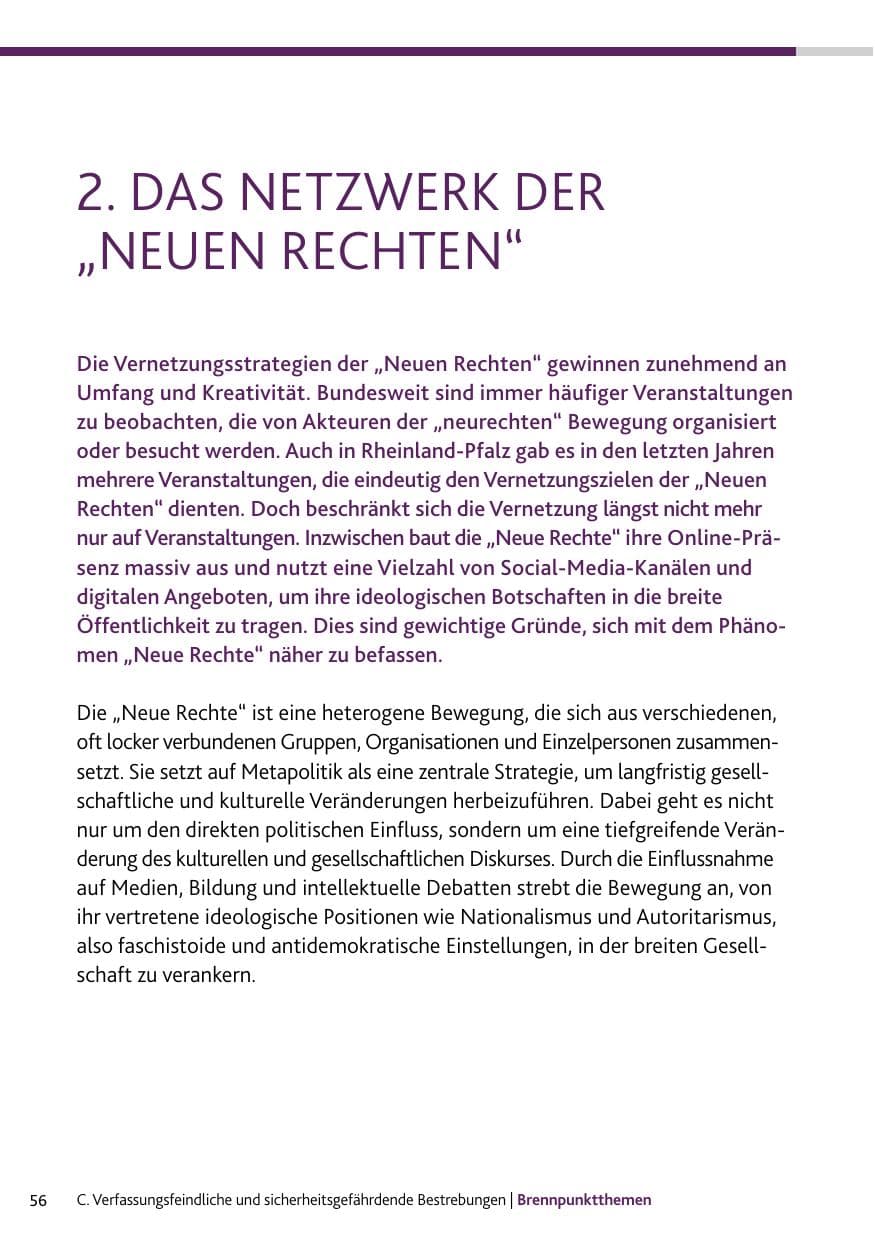 Seite 56 des Verfassungsschutzbericht 2024 Rheinland-Pfalz