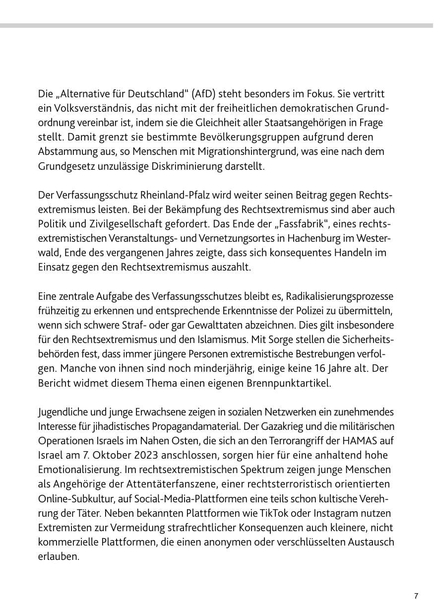 Seite 7 des Verfassungsschutzbericht 2024 Rheinland-Pfalz