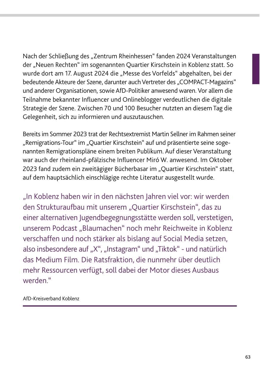 Seite 63 des Verfassungsschutzbericht 2024 Rheinland-Pfalz