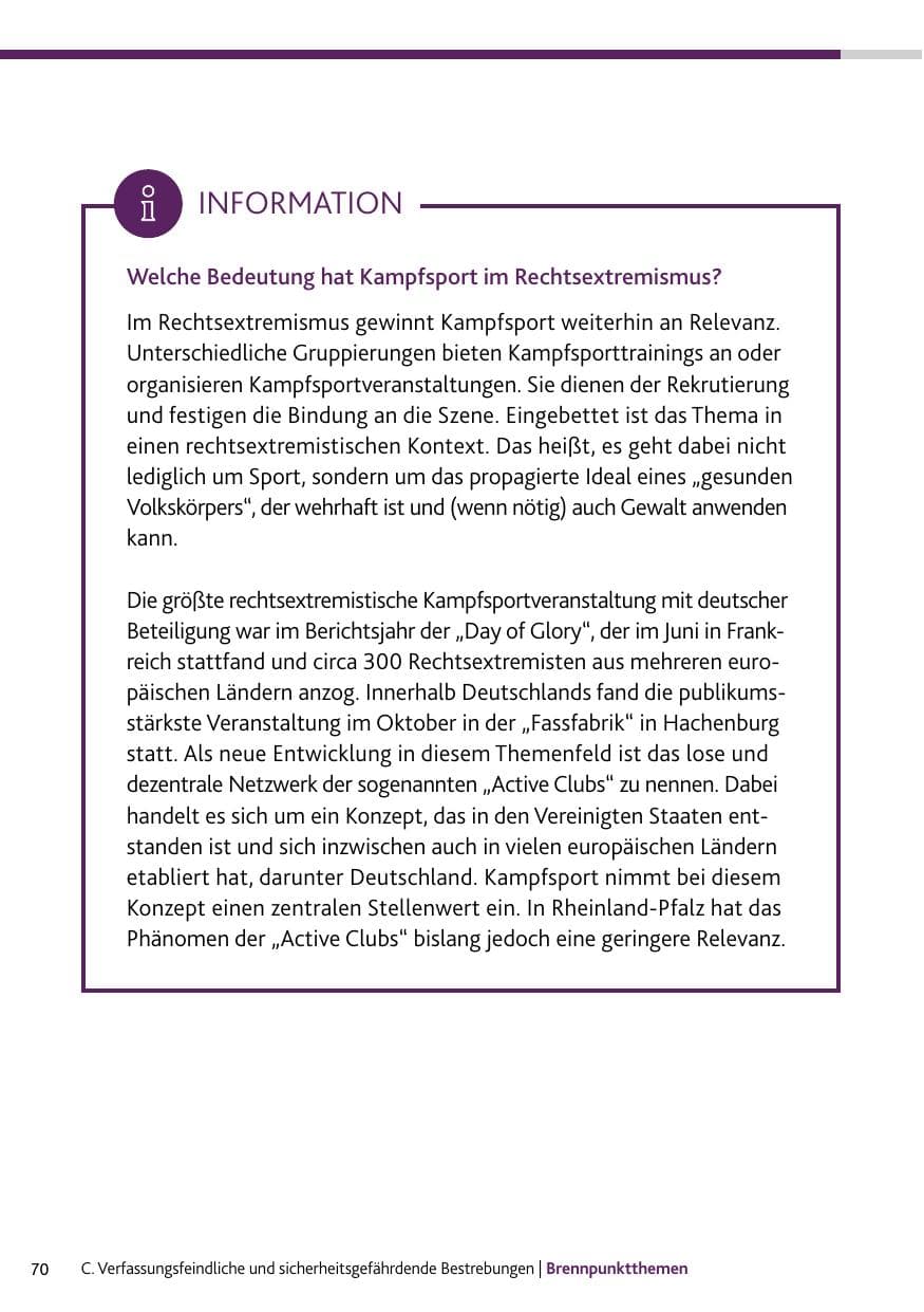 Seite 70 des Verfassungsschutzbericht 2024 Rheinland-Pfalz