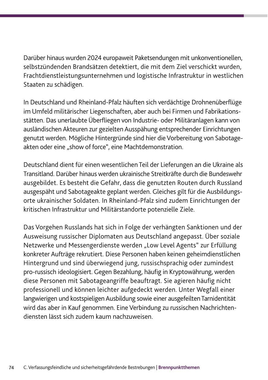 Seite 74 des Verfassungsschutzbericht 2024 Rheinland-Pfalz