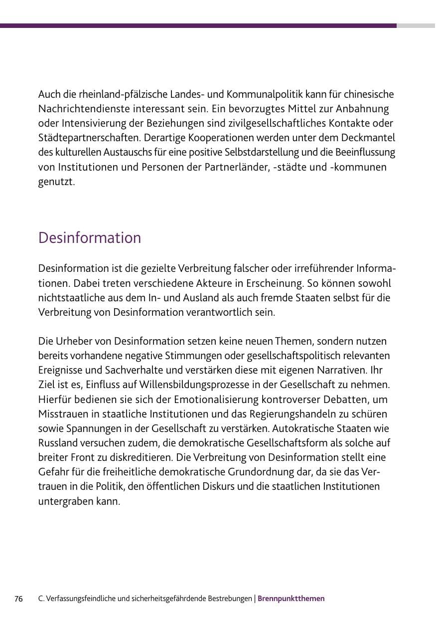 Seite 76 des Verfassungsschutzbericht 2024 Rheinland-Pfalz