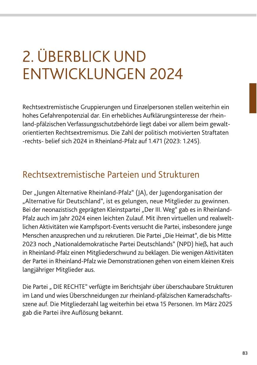 Seite 83 des Verfassungsschutzbericht 2024 Rheinland-Pfalz