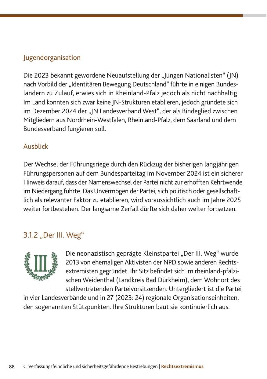 Seite 88 des Verfassungsschutzbericht 2024 Rheinland-Pfalz