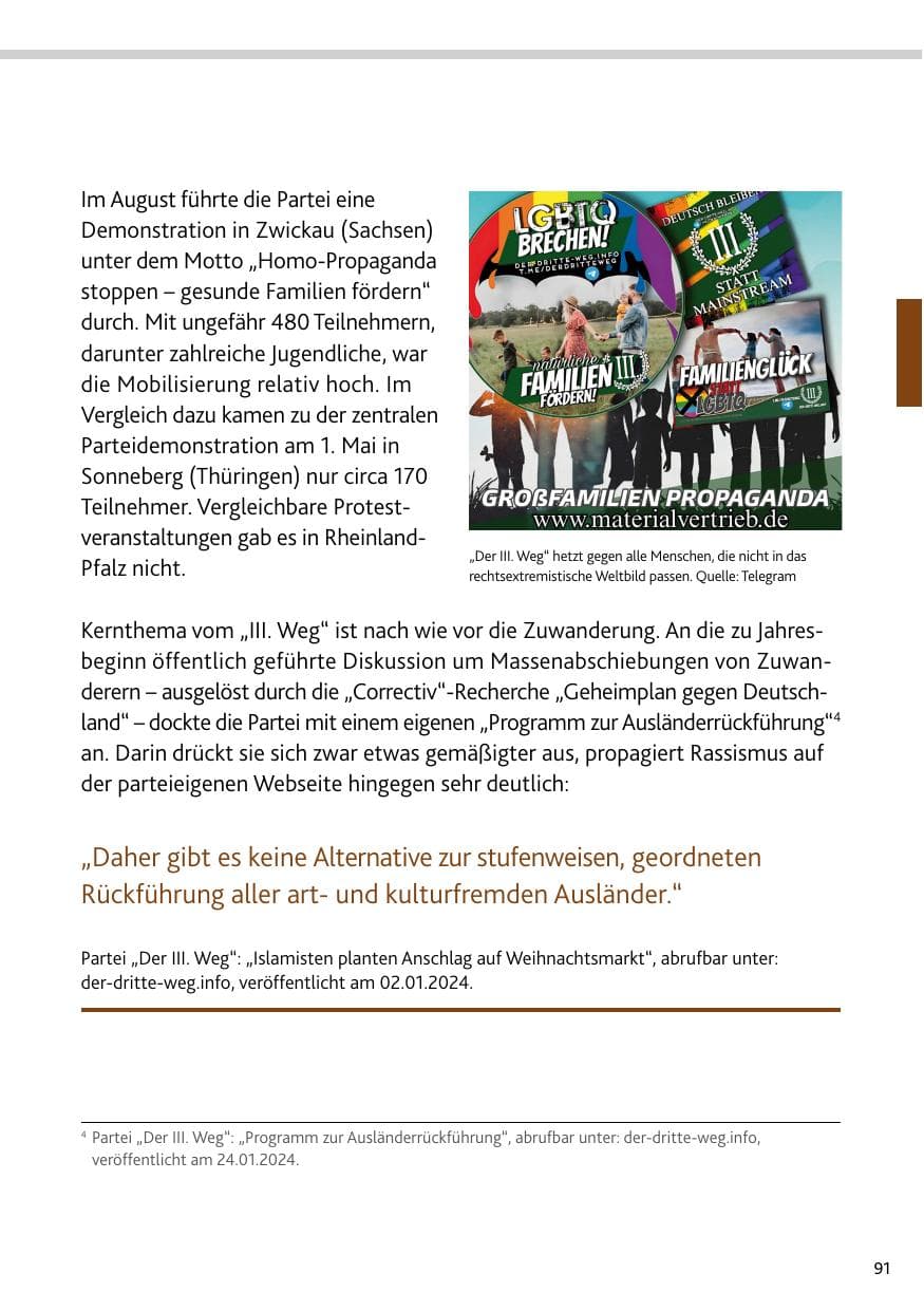 Seite 91 des Verfassungsschutzbericht 2024 Rheinland-Pfalz