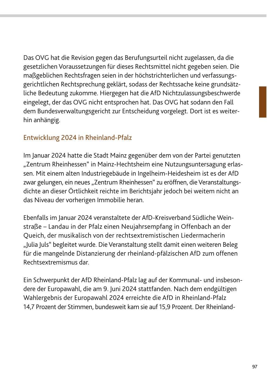 Seite 97 des Verfassungsschutzbericht 2024 Rheinland-Pfalz