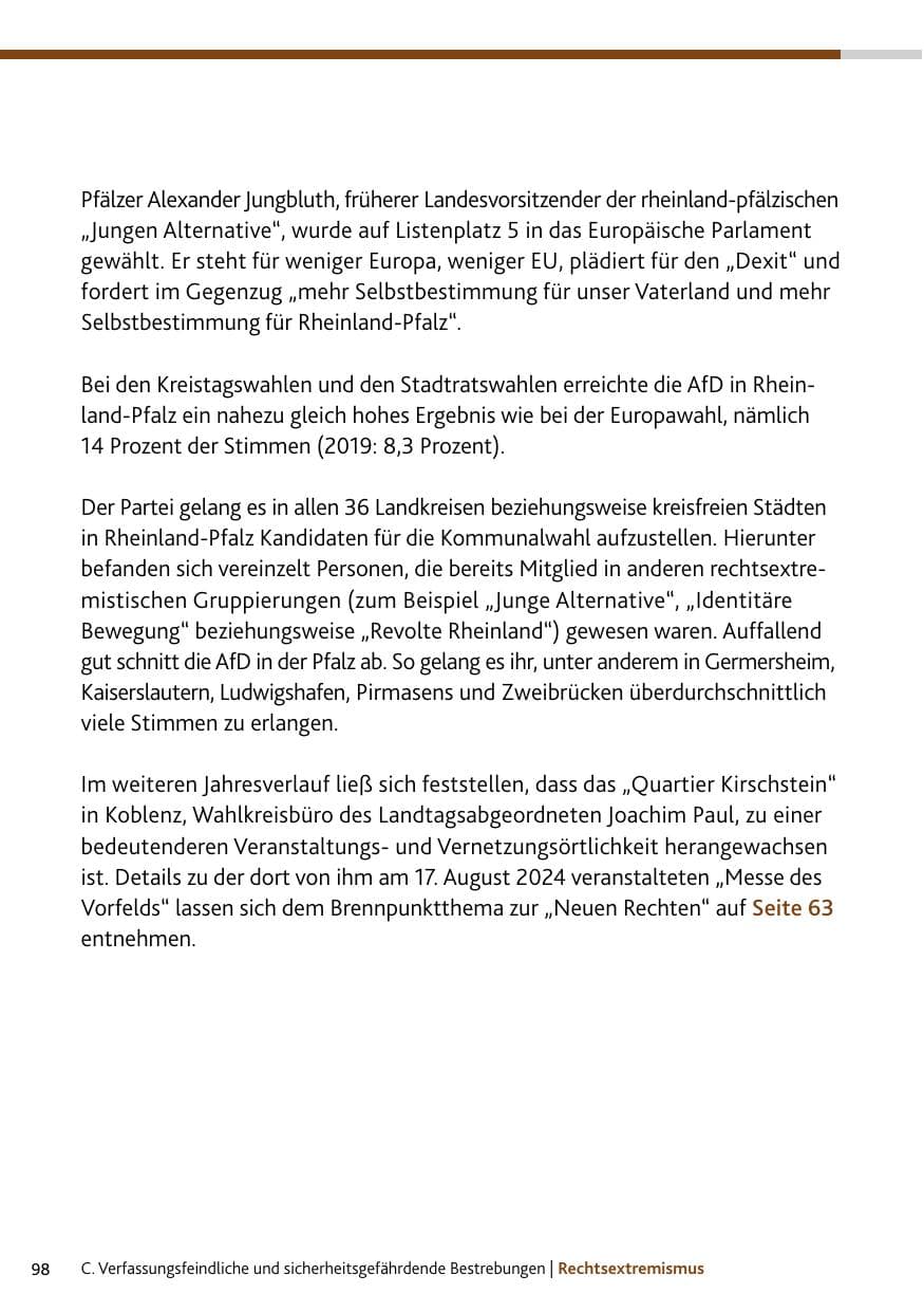 Seite 98 des Verfassungsschutzbericht 2024 Rheinland-Pfalz