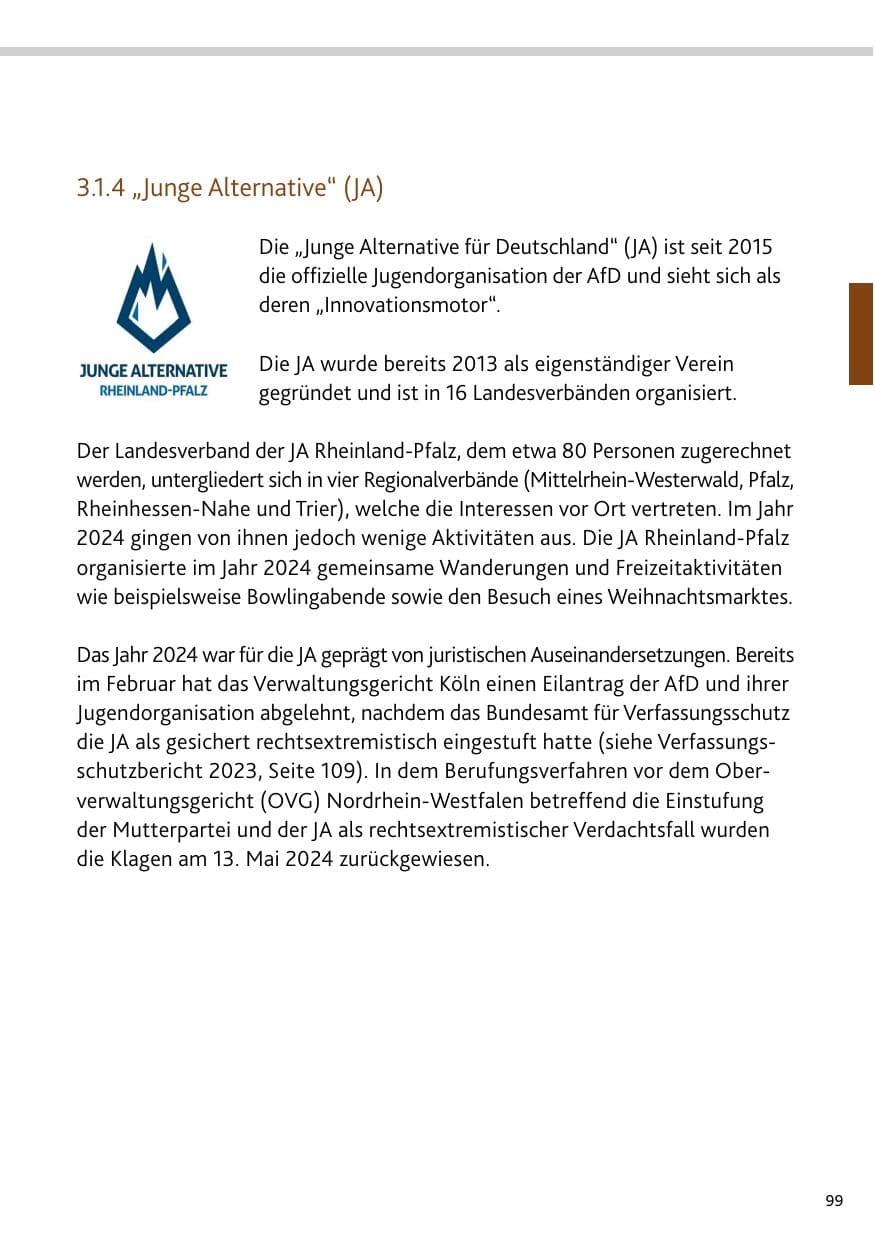 Seite 99 des Verfassungsschutzbericht 2024 Rheinland-Pfalz