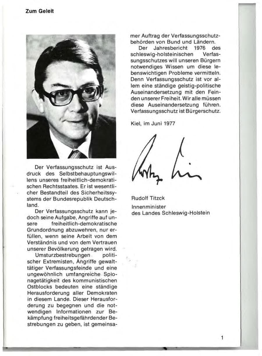 Seite 3 des Verfassungsschutzbericht 1976 Schleswig-Holstein