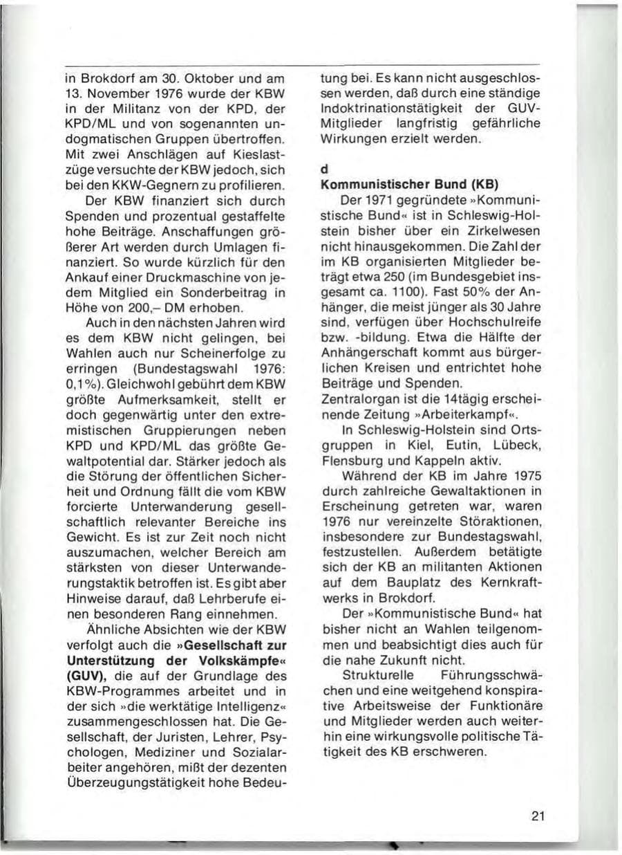 Seite 23 des Verfassungsschutzbericht 1976 Schleswig-Holstein