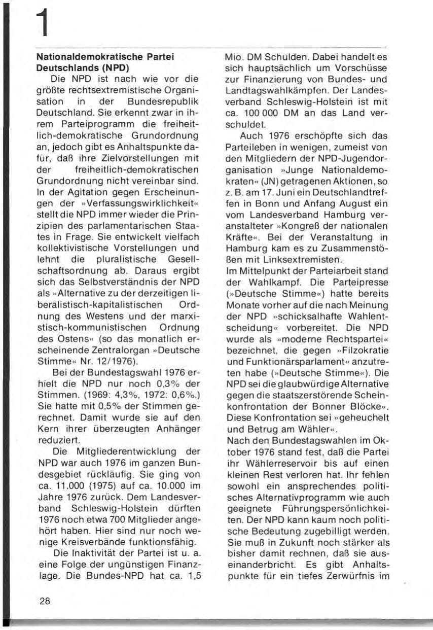 Seite 30 des Verfassungsschutzbericht 1976 Schleswig-Holstein