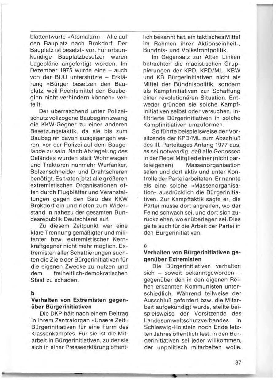 Seite 39 des Verfassungsschutzbericht 1976 Schleswig-Holstein
