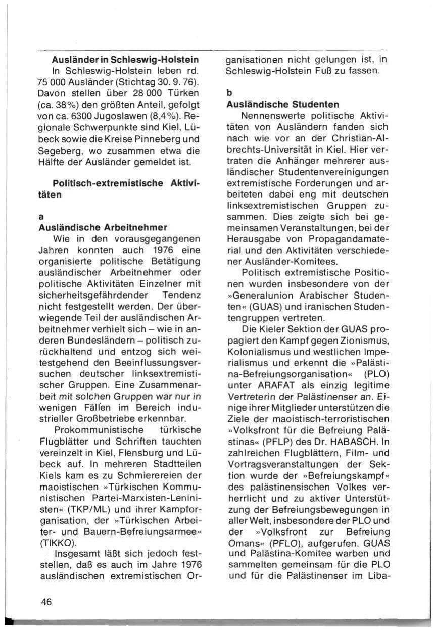 Seite 48 des Verfassungsschutzbericht 1976 Schleswig-Holstein