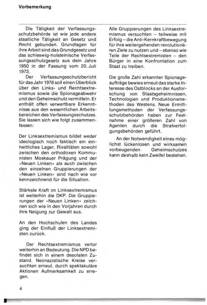 Seite 6 des Verfassungsschutzbericht 1976 Schleswig-Holstein