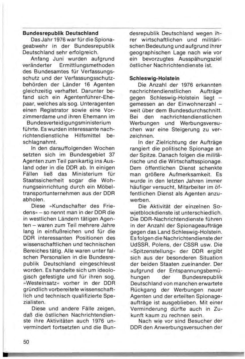 Seite 52 des Verfassungsschutzbericht 1976 Schleswig-Holstein