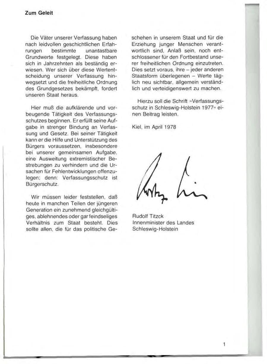 Seite 3 des Verfassungsschutzbericht 1977 Schleswig-Holstein
