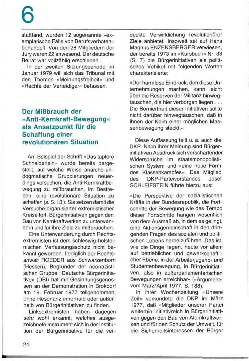 Seite 26 des Verfassungsschutzbericht 1977 Schleswig-Holstein