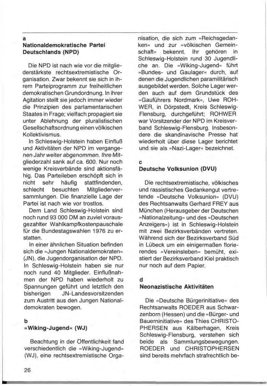 Seite 28 des Verfassungsschutzbericht 1977 Schleswig-Holstein