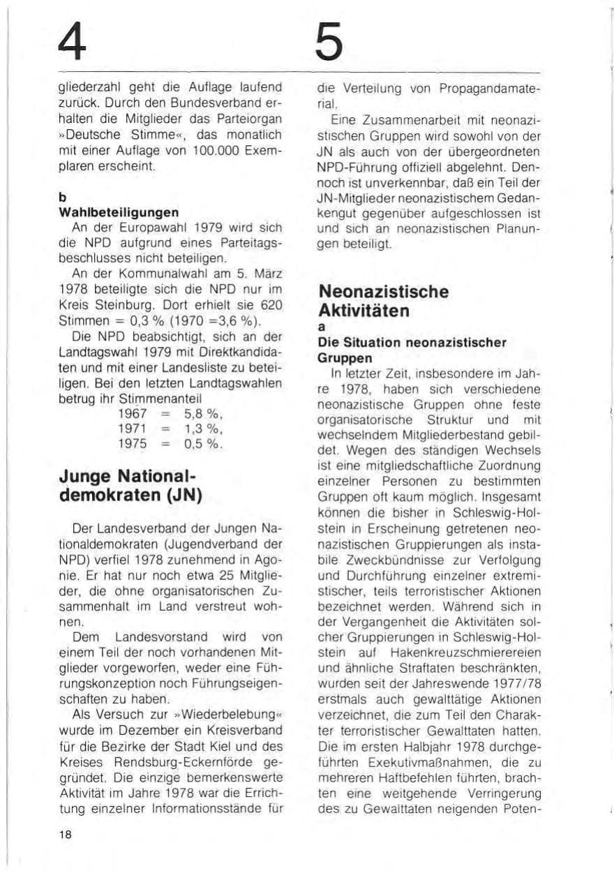 Seite 20 des Verfassungsschutzbericht 1978 Schleswig-Holstein