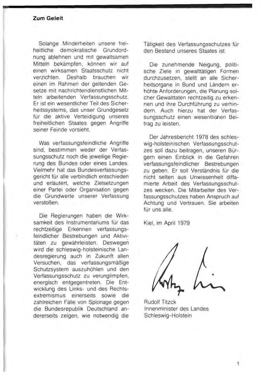 Seite 3 des Verfassungsschutzbericht 1978 Schleswig-Holstein