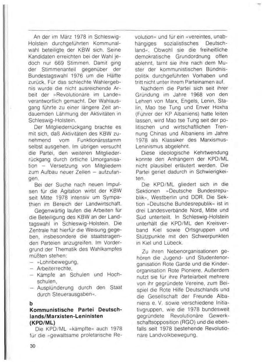 Seite 32 des Verfassungsschutzbericht 1978 Schleswig-Holstein