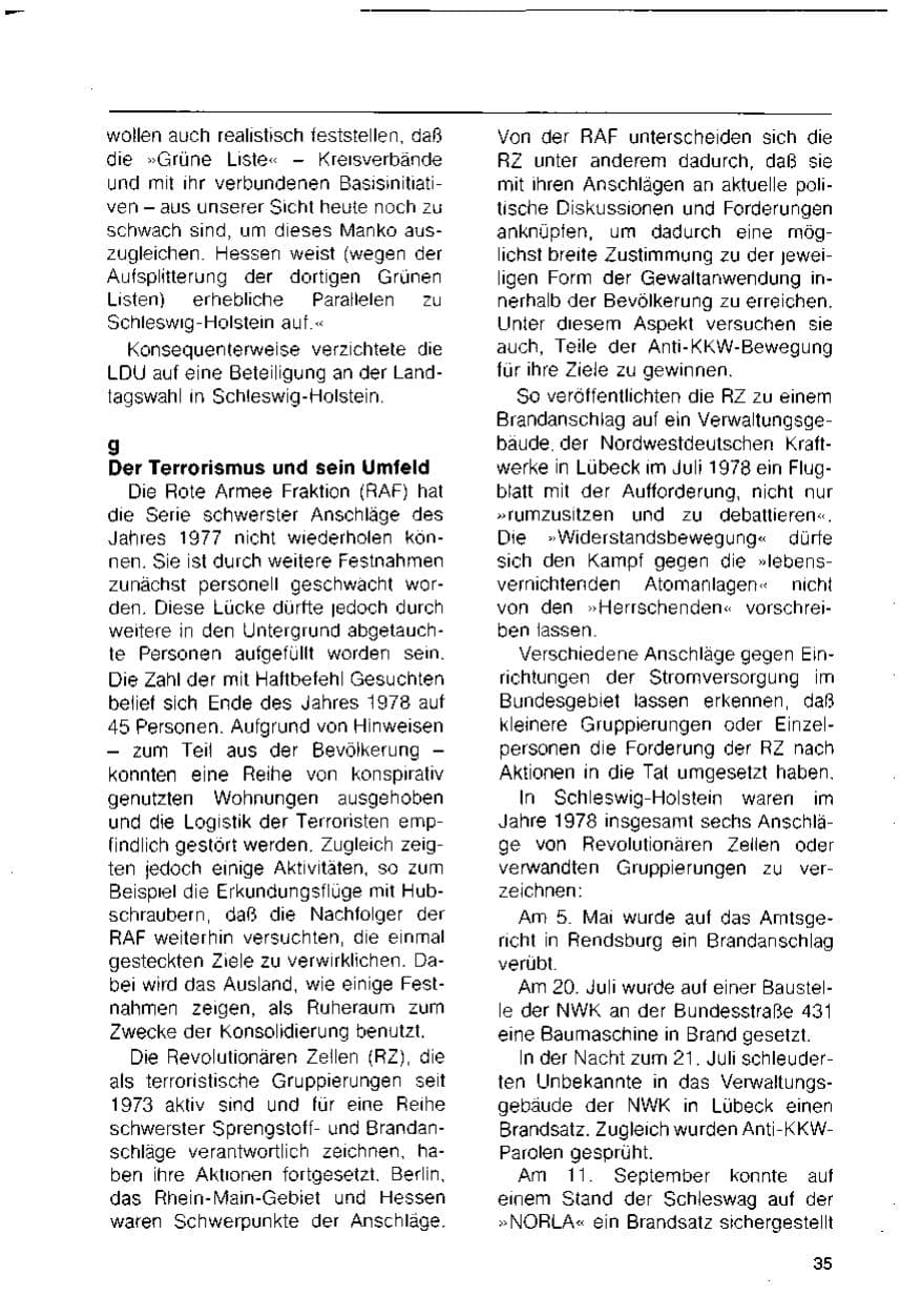 Seite 37 des Verfassungsschutzbericht 1978 Schleswig-Holstein