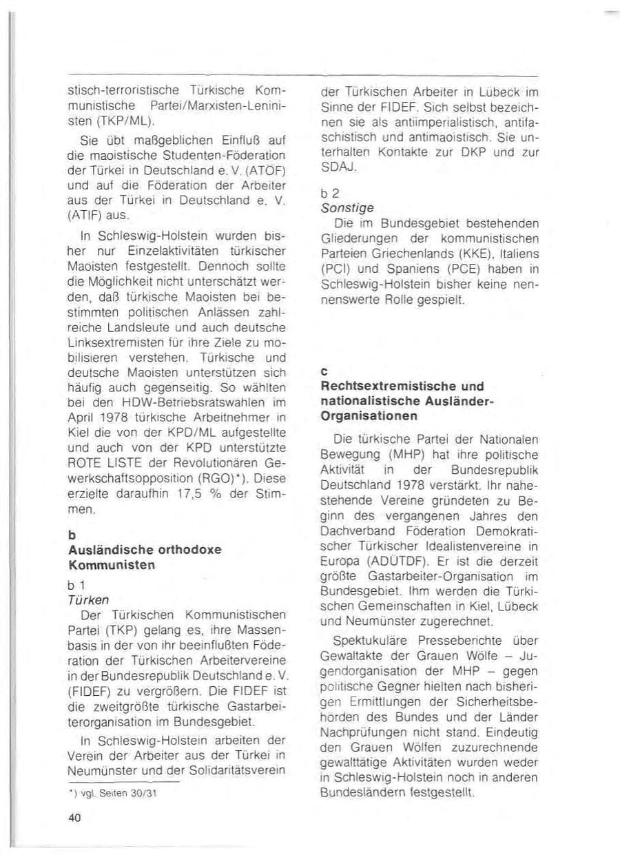 Seite 42 des Verfassungsschutzbericht 1978 Schleswig-Holstein