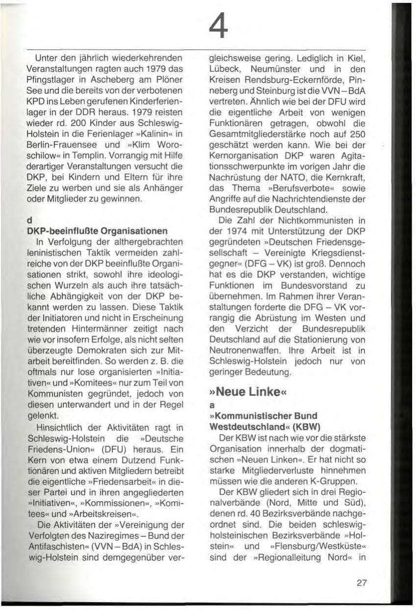 Seite 29 des Verfassungsschutzbericht 1979 Schleswig-Holstein