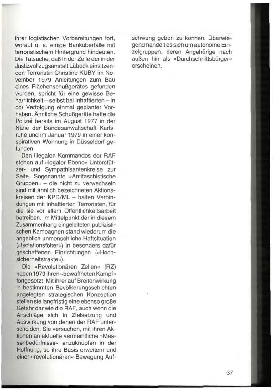 Seite 39 des Verfassungsschutzbericht 1979 Schleswig-Holstein