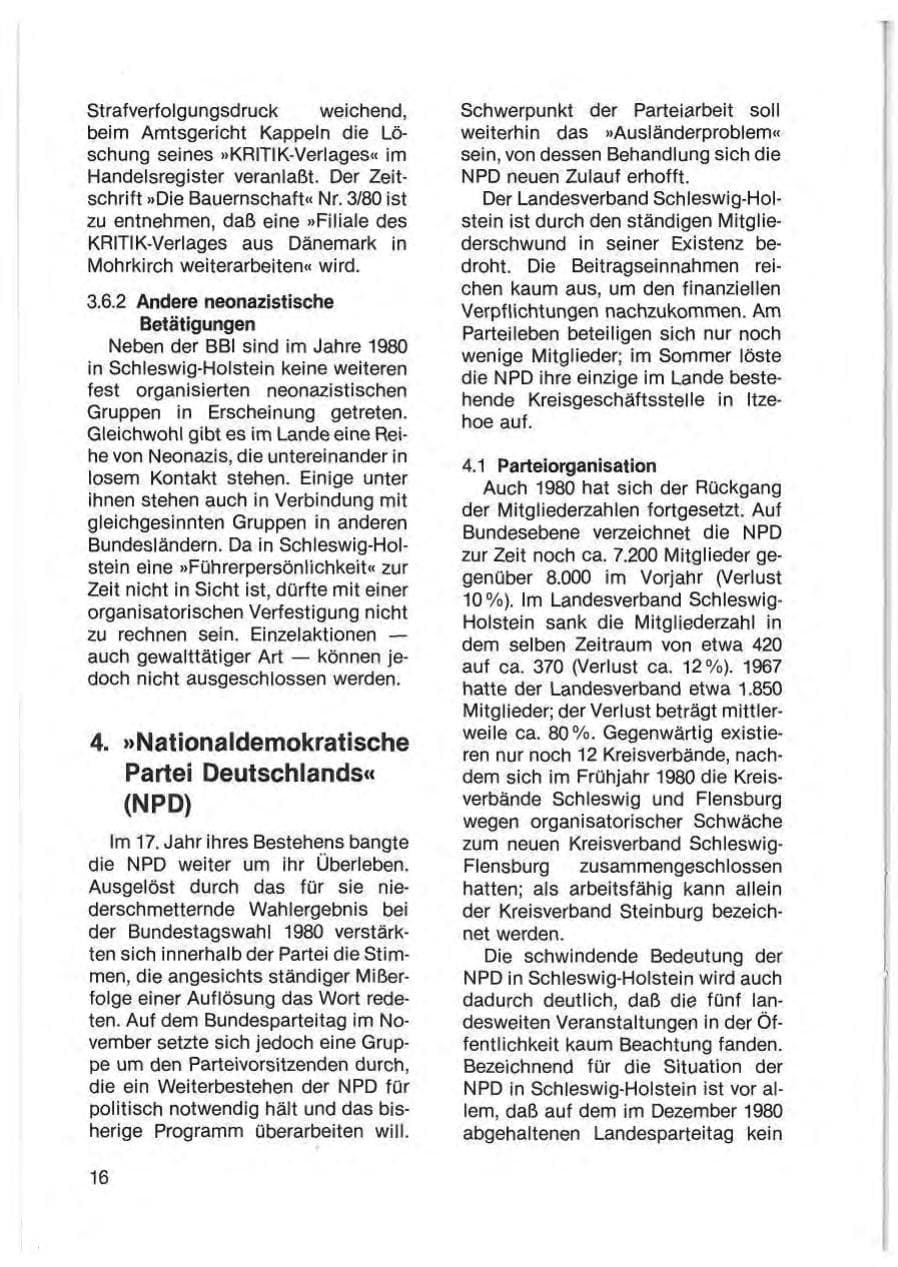 Seite 18 des Verfassungsschutzbericht 1980 Schleswig-Holstein