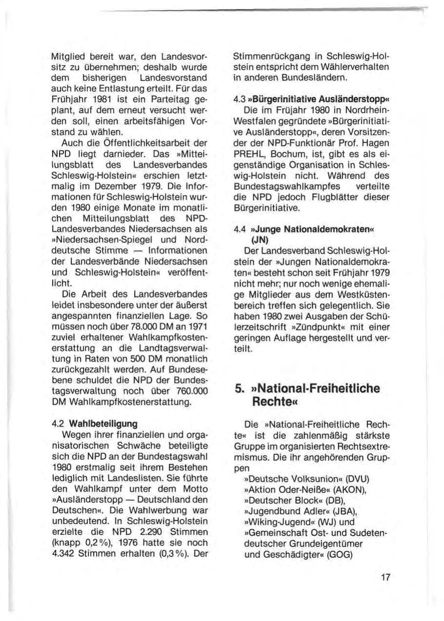 Seite 19 des Verfassungsschutzbericht 1980 Schleswig-Holstein