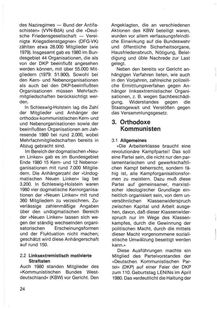 Seite 26 des Verfassungsschutzbericht 1980 Schleswig-Holstein