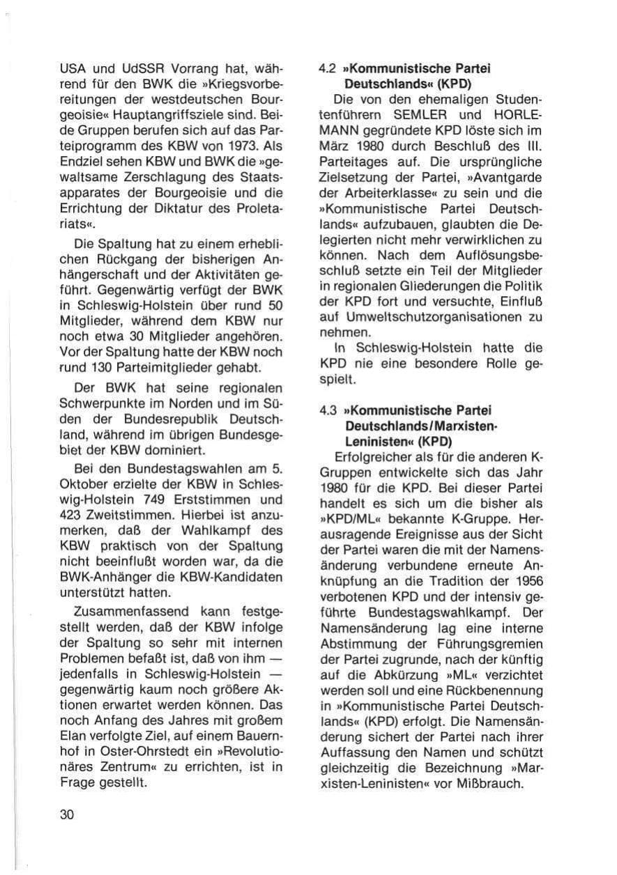 Seite 32 des Verfassungsschutzbericht 1980 Schleswig-Holstein