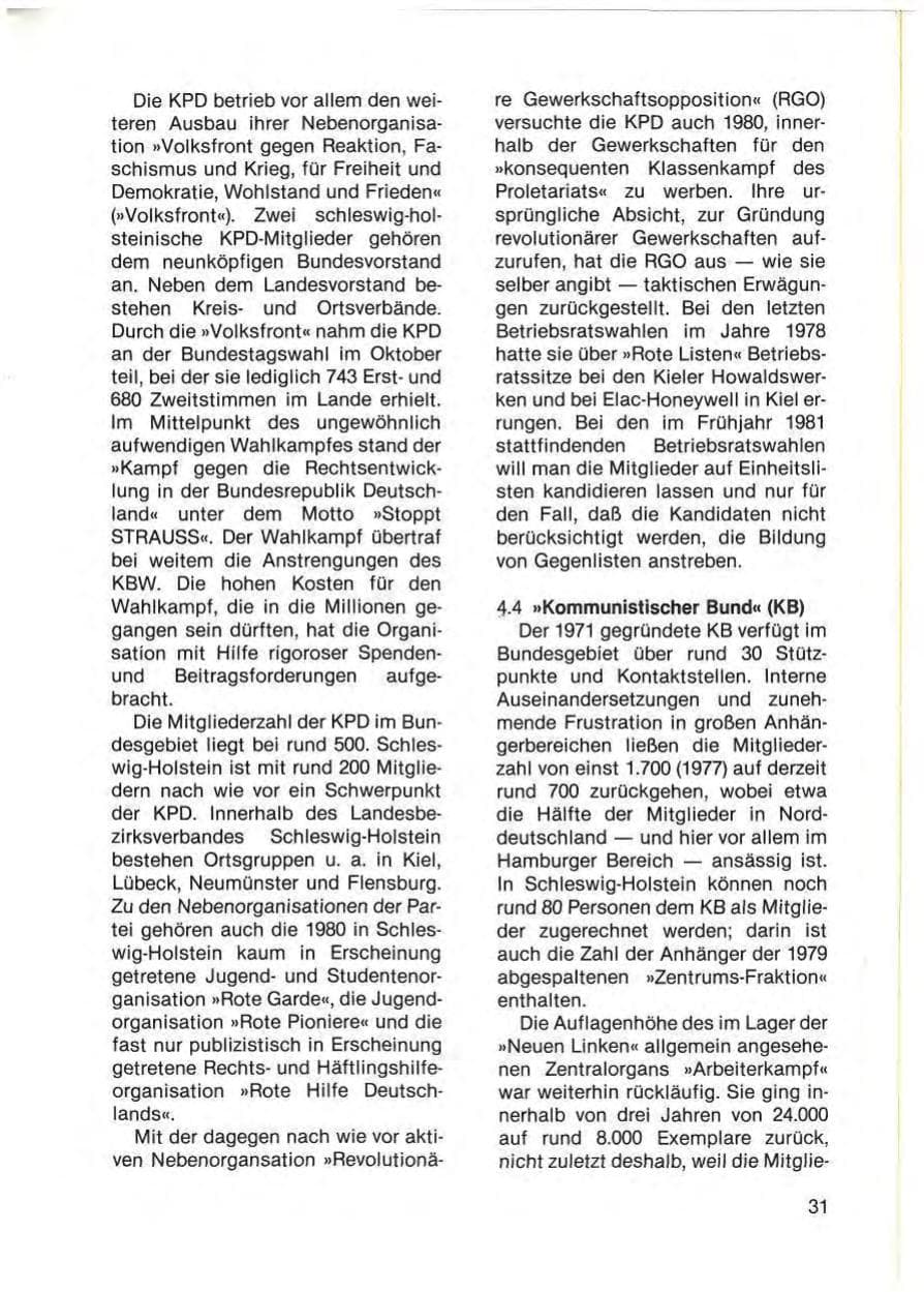 Seite 33 des Verfassungsschutzbericht 1980 Schleswig-Holstein